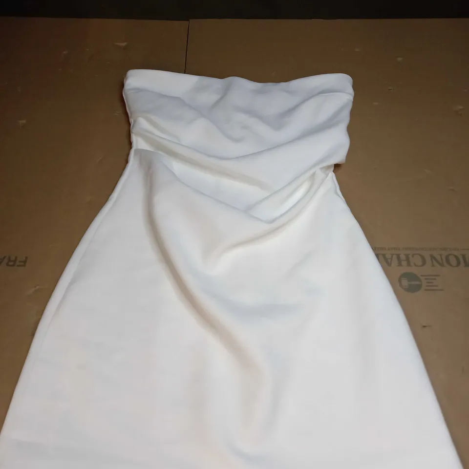 WOMENS WHITE RUCHED MINI DRESS SIZE S