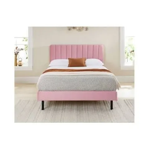 ASPIRE ROSELLA VELVET UPHOLSTERED BED FRAME 3FT SINGLE PINK PLUSH VELVET
