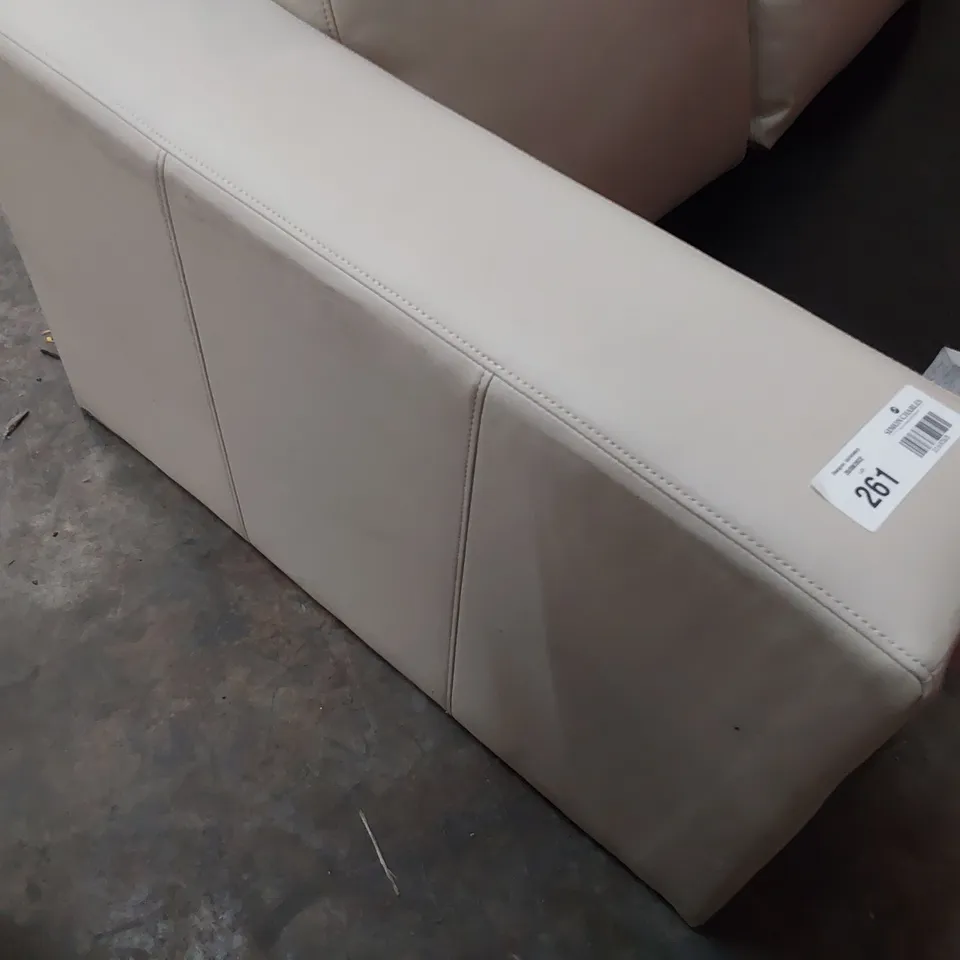 DESIGNER CREAM LEATHER 3  SEATER SOFA FRAME