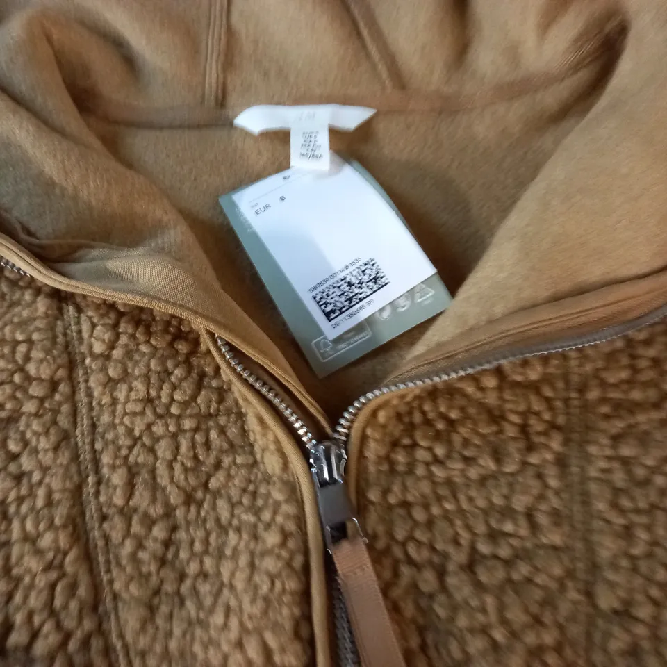 BROWN QUARTER ZIP TEDDY STYLE HOODIE IN BROWN - EUR S