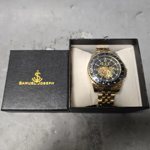 SAMUEL JOSEPH SKELETON MECHANISM EXHIBITION BACK CASE WATCH 
