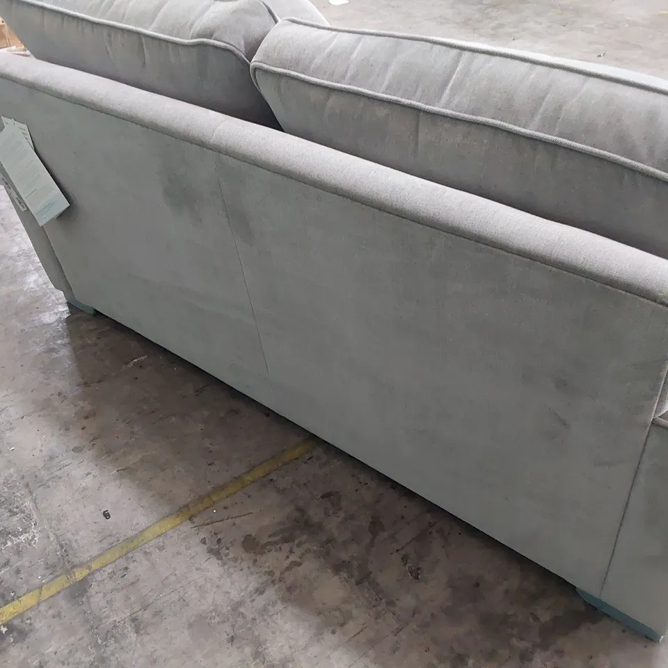QUALITY BRITISH MADE LOUNGE Co TWO SEATER SOFA WITH BOLSTER CUSHIONS GREY PLUSH FABRIC 