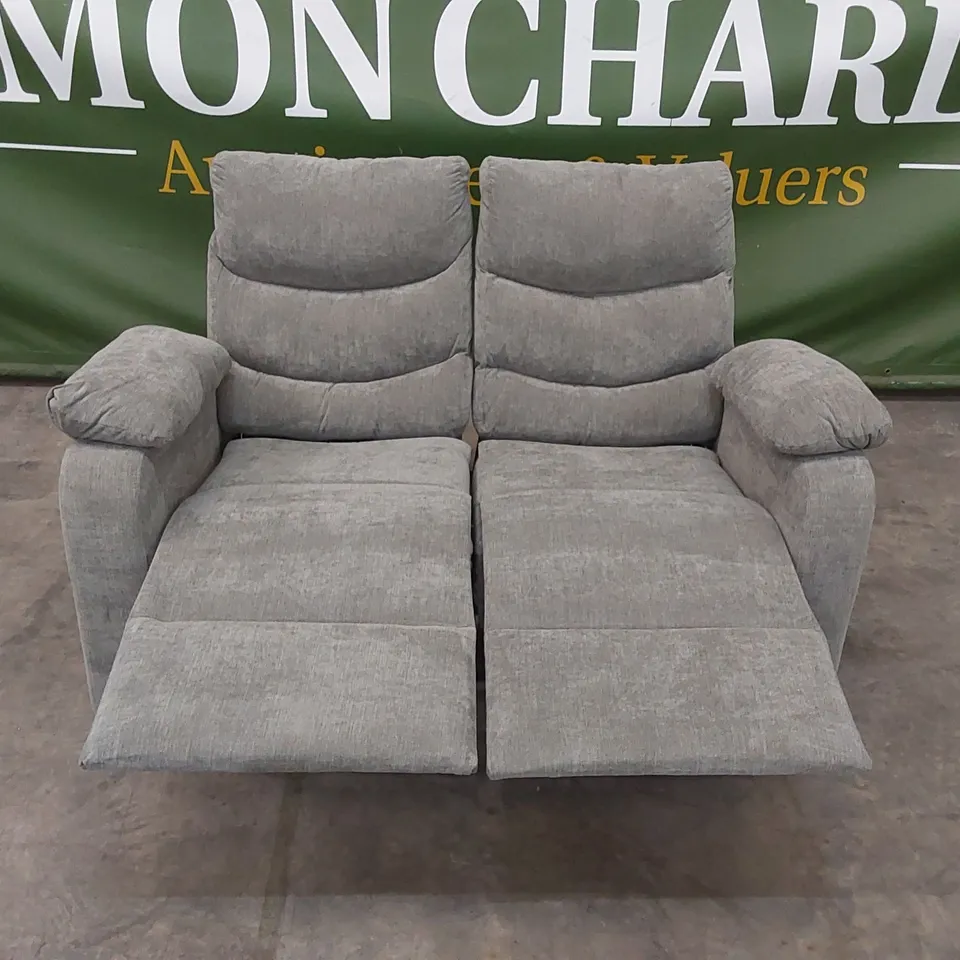 QUALITY DESIGNER OWN 2-SEATER MANUAL RECLINING FABRIC UPHOLSTERED SOFA - GREY