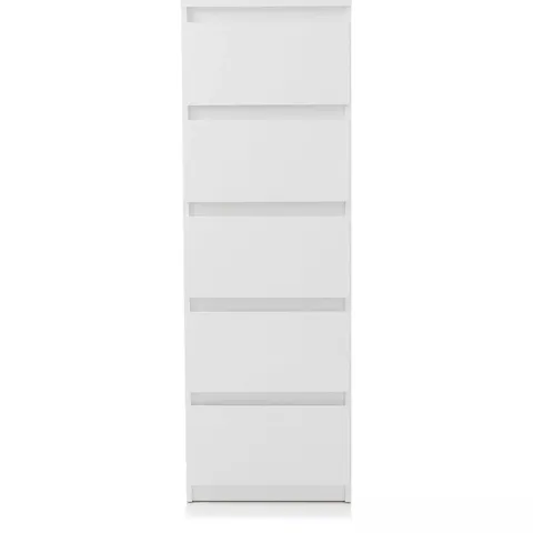 LISSON 5 DRAWER NARROW CHEST - WHITE - COLLECTION ONLY