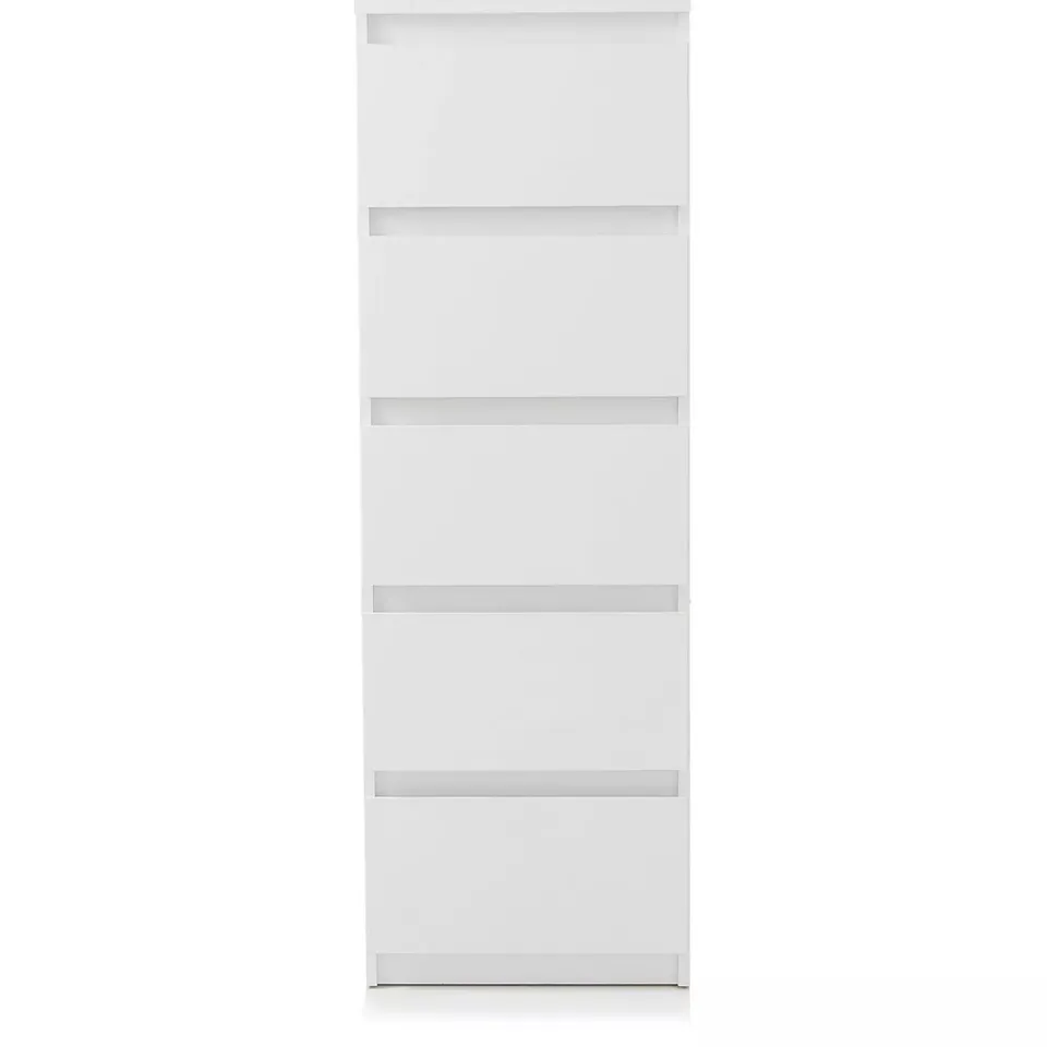 LISSON 5 DRAWER NARROW CHEST - WHITE - COLLECTION ONLY