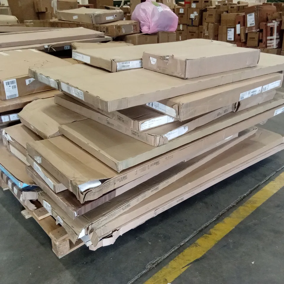 PALLET OF ASSORTED INCOMPLETE DESIGNER FURNITURE PARTS AND PIECES 