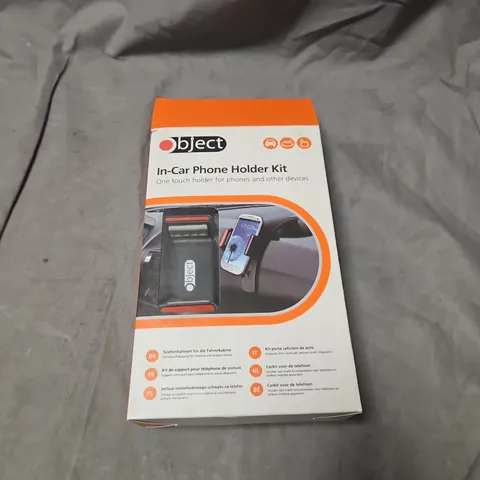 BOX OF ASSORTED ITEMS INCLUDING OBJECT IN-CAR PHONE HOLDER KIT WITH USB CABLE  AND SMART LED LIGHT 