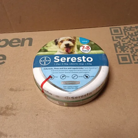 SERESTO DOG COLLAR FOR UPTO 8KG KILLS TICKS/FLEAS/LICE 7 - 8 MONTHS PROTECTION