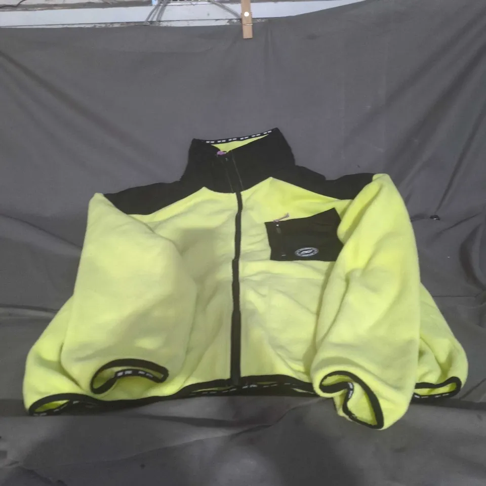 DKNY SPORT FLEECE JACKET – NEON YELLOW/BLACK, SIZE XL