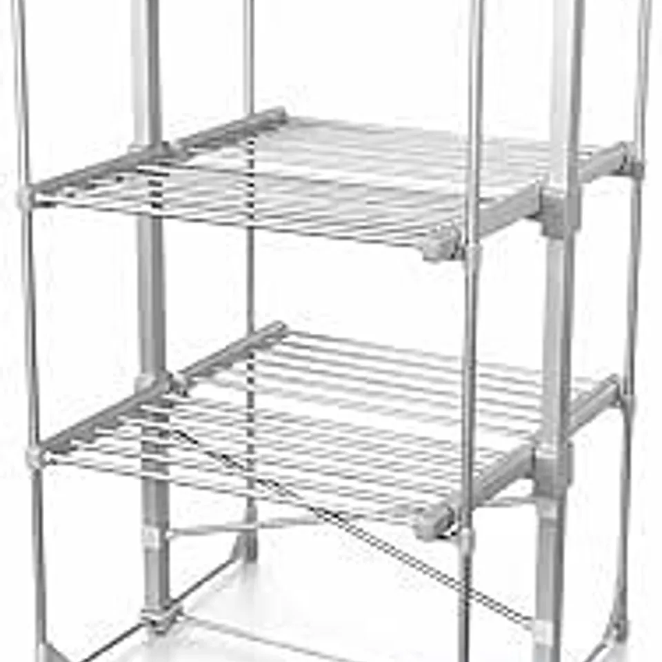 BOXED 3 TIER ELECTRICAL HEATED FOLDING CLOTHES HORSE AIRER DRYER WITH 36 HEATED RAILS