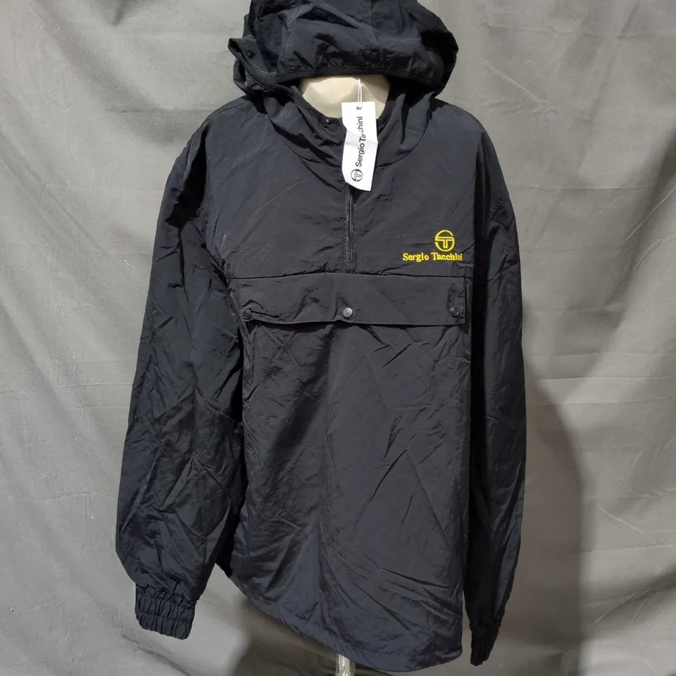 SERGIO TACCHINI HOODED 1/4 ZIP JACKET - BLACK / MIMOSA, XL