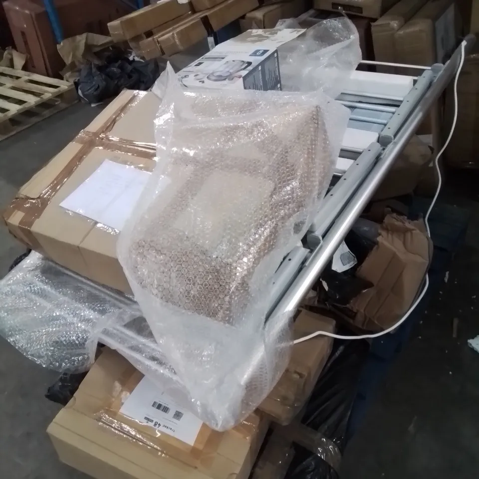 PALLET CONTAINING VARIOUS BOXED FURNITURE PARTS AND OTHER HOUSEHOLD ITEMS ETC.