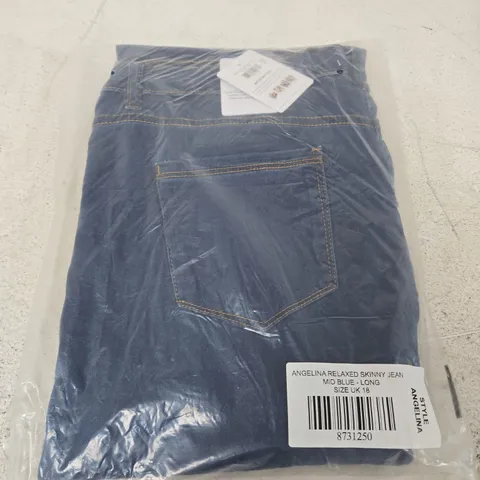 ANGELINA RELAXED SKINNY JEANS – MID BLUE, LONG, UK 18
