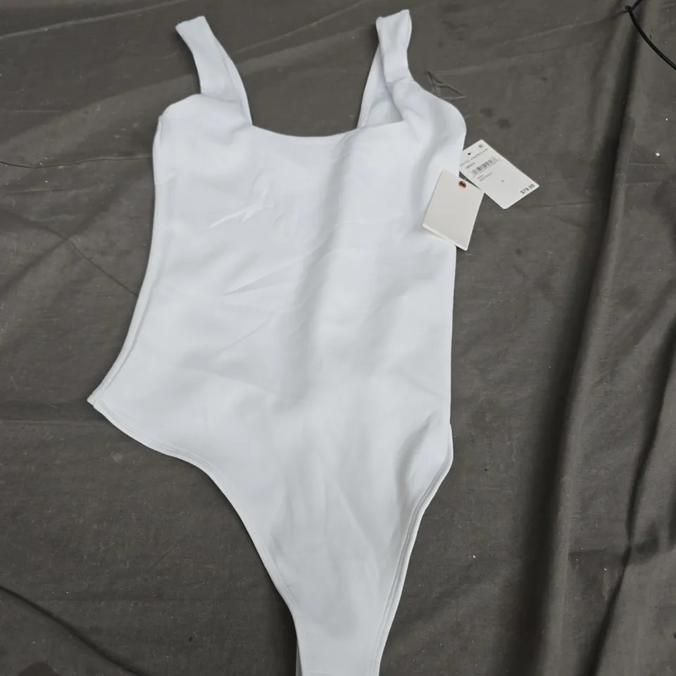 WHITE WOMEN'S ONE-PIECE SWIMSUIT WITH SNAP CLOSURE