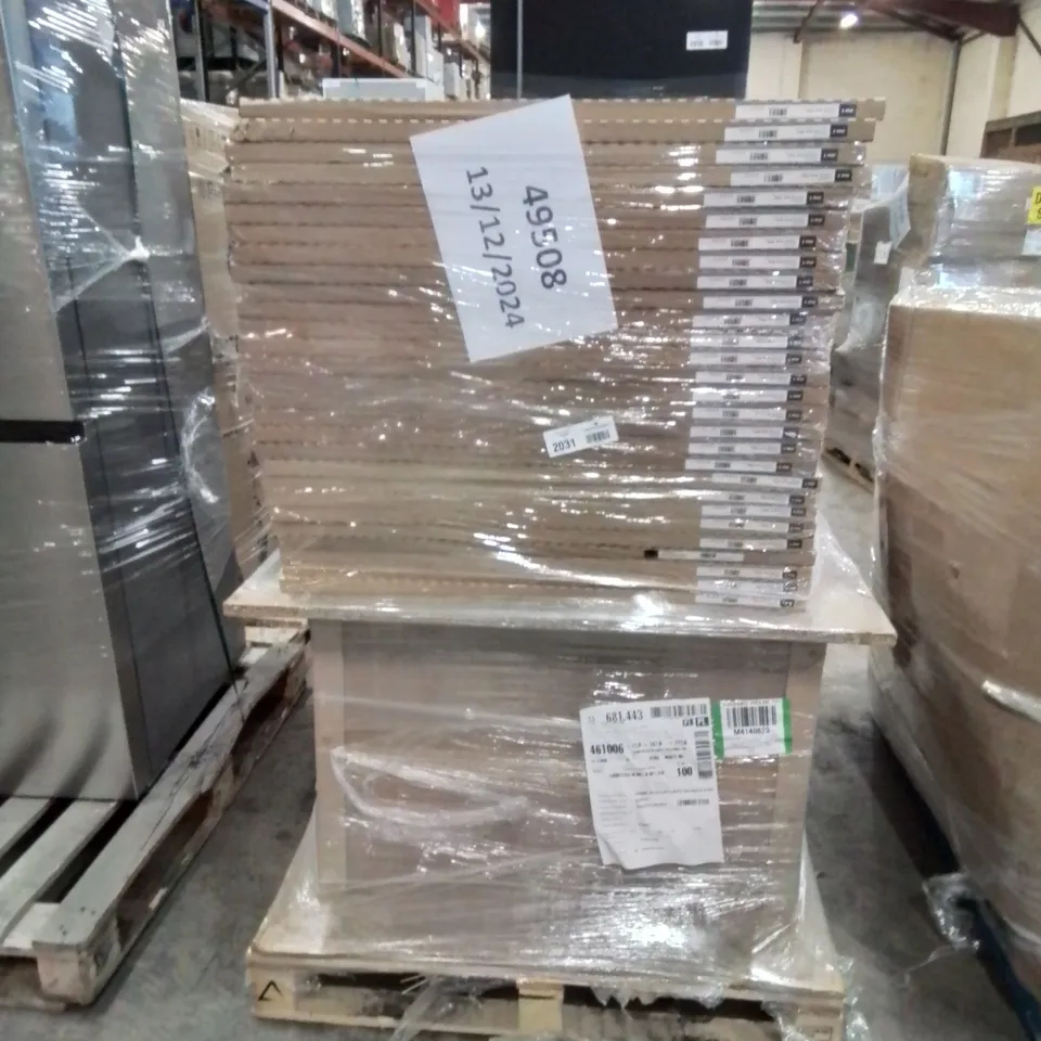 PALLET OF BRAND NEW ITEMS TO INCLUDE: 109 X 245M CURVED DOOR FILLER FRENCH SHAKER, 100 X 245MM CURVED DOOR FILLER HANDLELESS