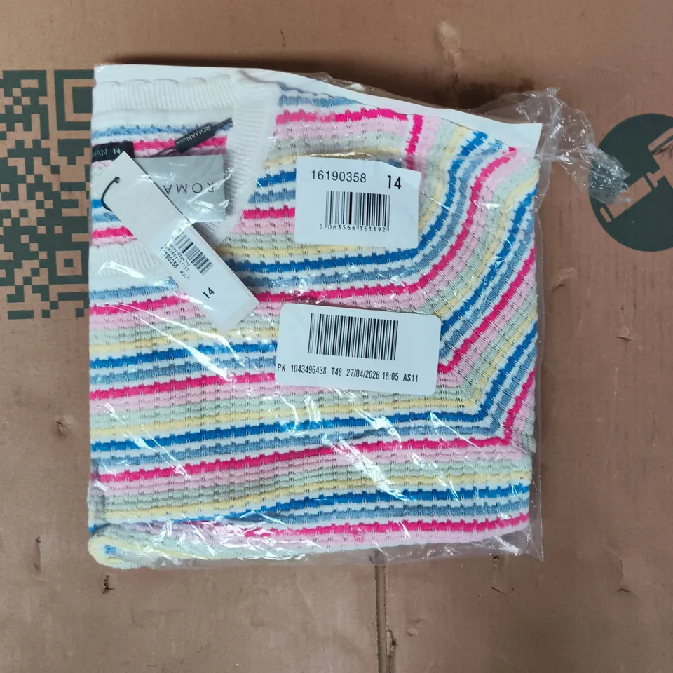 BAGGED ROMAN SCALLOP EDGE TOP IN MULTICOLOUR SIZE 14