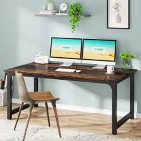 BOXED TRIBESIGNS 63X31.5 INCH MODERN LARGE DESK - RUSTIC BROWN AND BLACK (1 BOX)