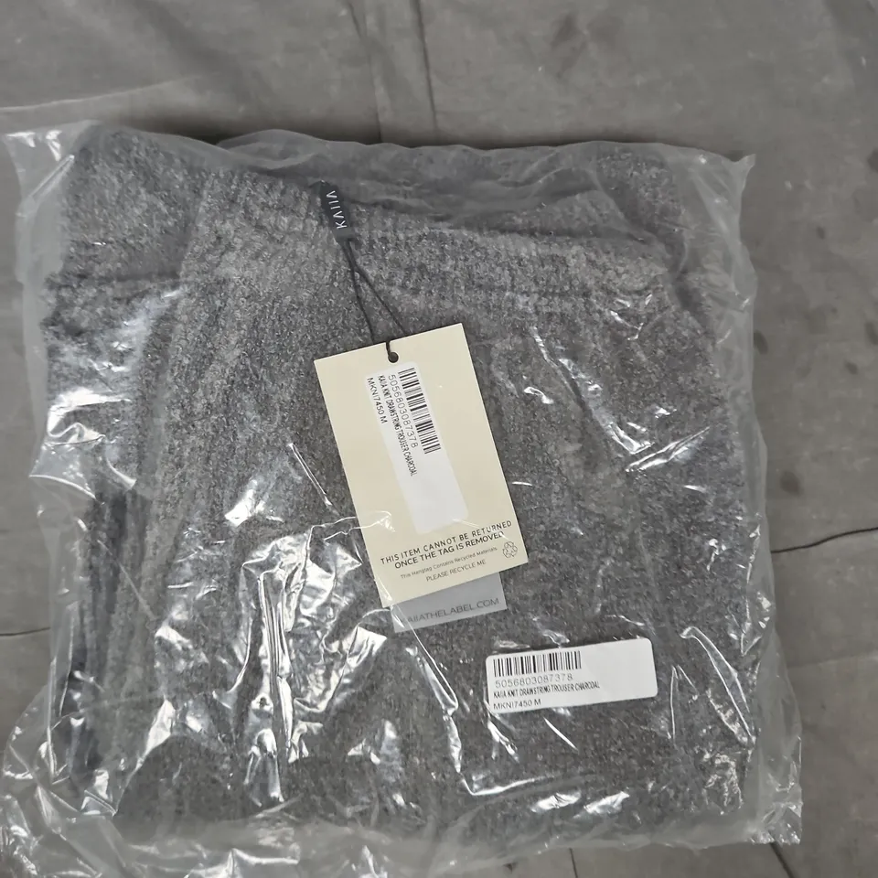 KAIIA KNIT DRAWSTRING TROUSERS IN CHARCOAL SIZE MEDIUM