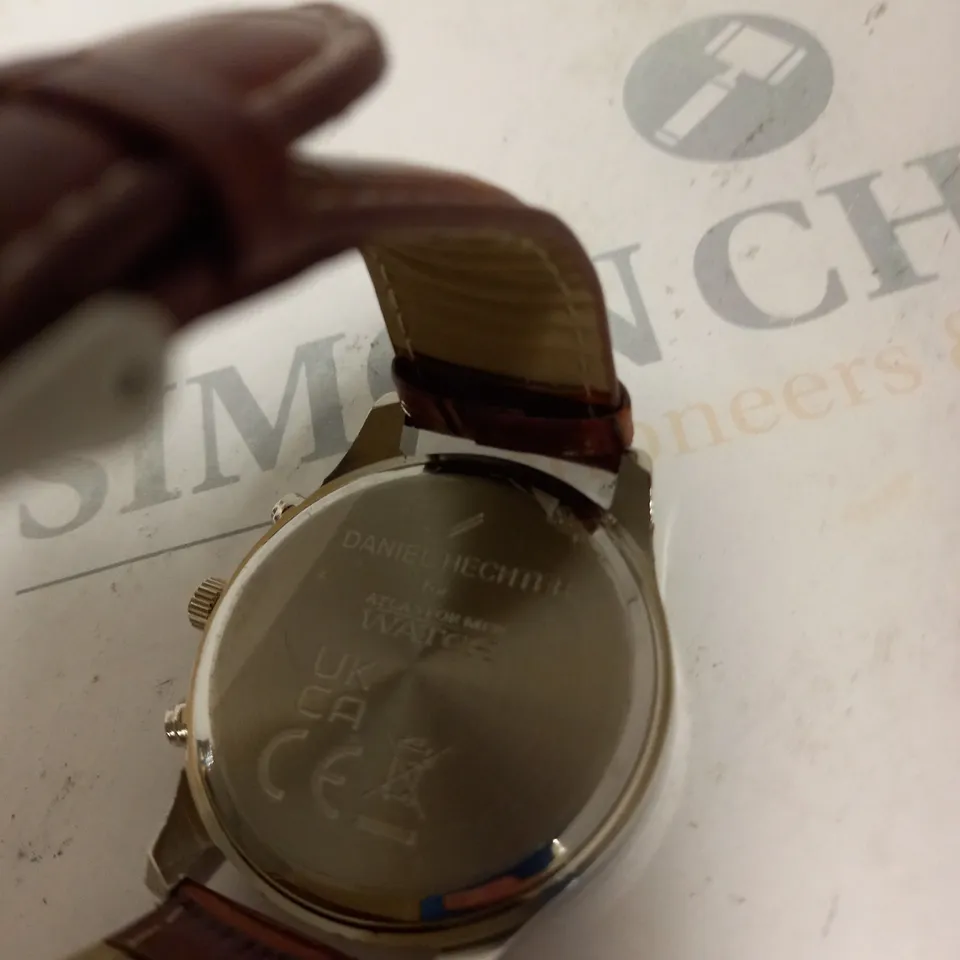 MENS DANIEL HETCHER WATCH SYNTHETIC BURGUNDY STRAP 
