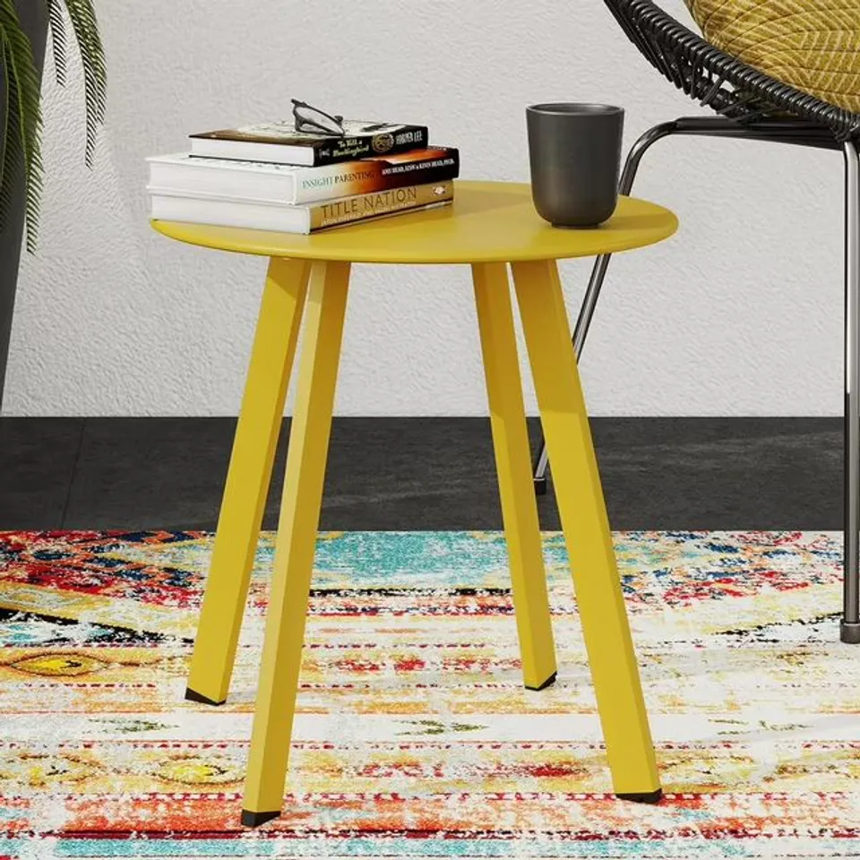 BOXED GRAND PATIO ROUND STEEL PATIO COFFEE TABLE YELLOW