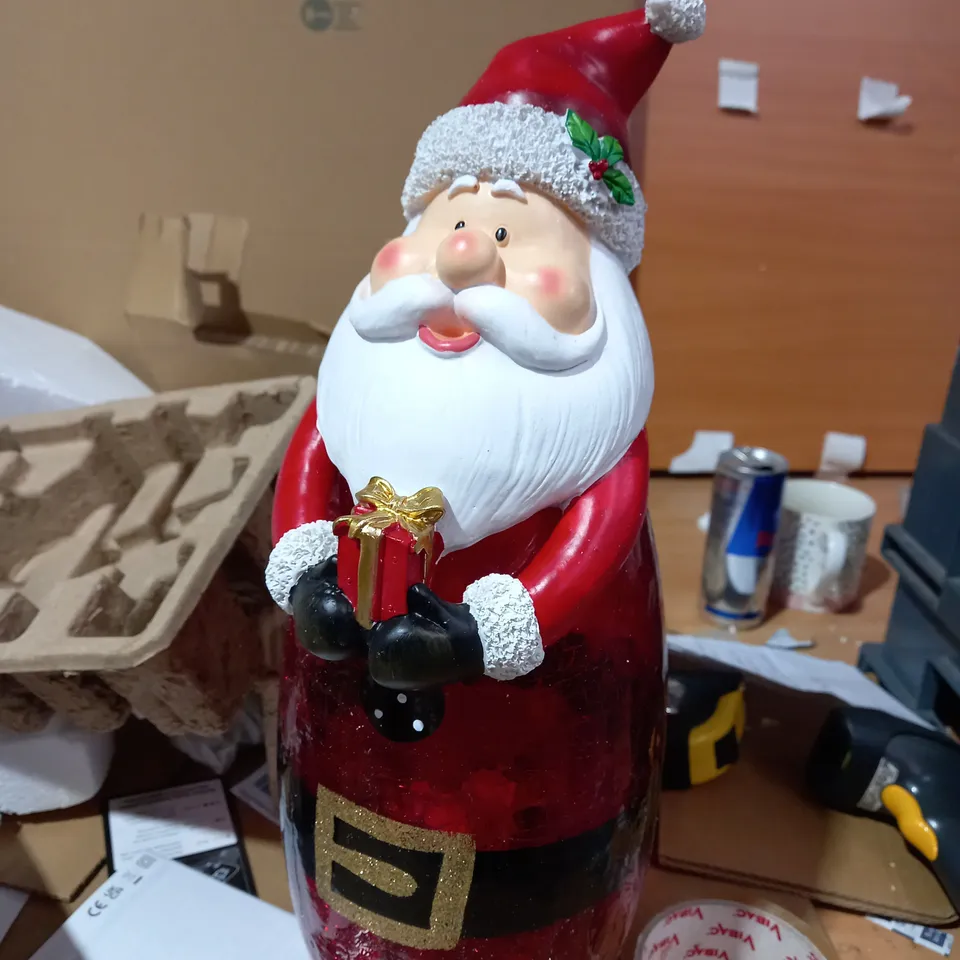 FESTIVE PRE-LIT LARGE GLASS CHRISTMAS CHARACTER - SANTA