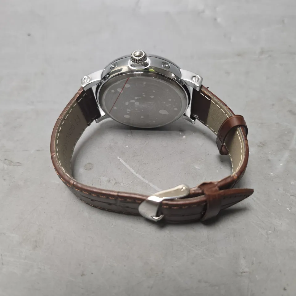 MENS ERNEST FERDINAND WATCH – FUNCTIONING SUB DIALS – LEATHER STRAP 