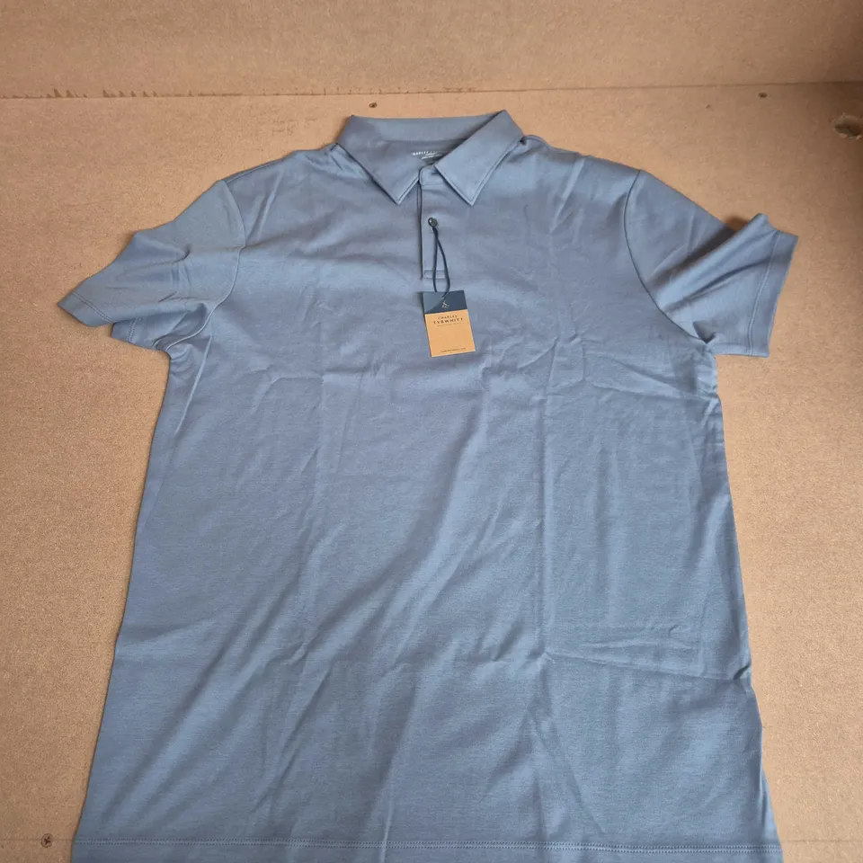 CHARLES TYRWHITT STEEL BLUE SHORT SLEEVE JERSEY POLO - MEDIUM
