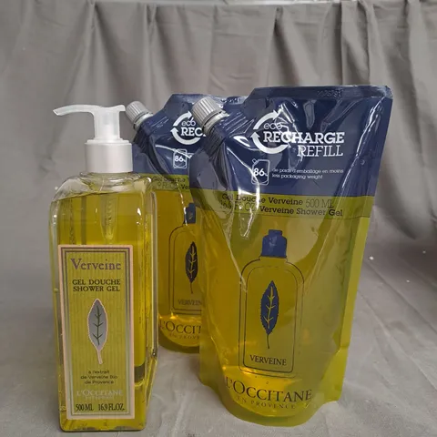 BOXED L'OCCITANE VERBENA SHOWER GEL 500ML AND L'OCCITANE UNISEX VERVEINE (VERBENA) SHOWER GEL 16.9 OZ BATH & BODY