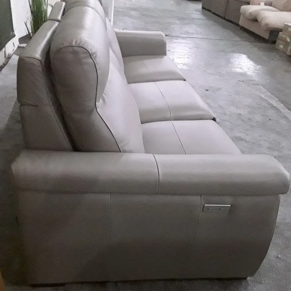 QUALITY ITALIAN DESIGNER ADRIANO ELECTRIC RECLINER LARGE SOFA - TAUPE LEATHER