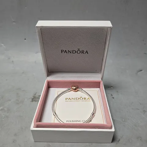 BOXED PANDORA ROSE GOLD HEART CLASP BRACELET
