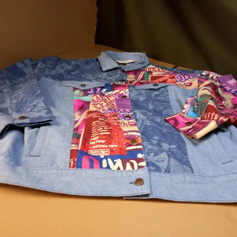 NASTY GAL MULTI DENIM OVERSIZED JAZZ PRINT JACKET - XL