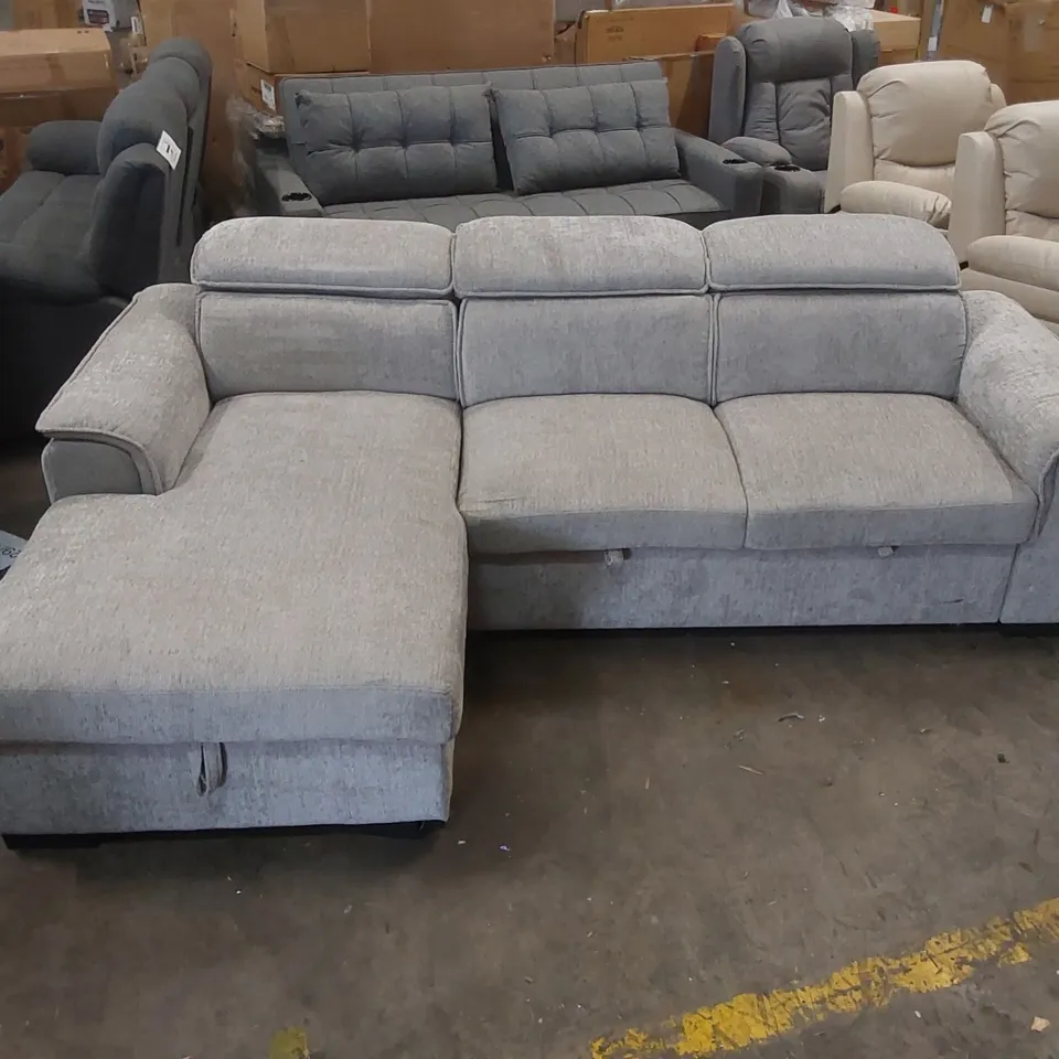 QUALITY DESIGNER FABRIC UPHOLSTERED CORNER SOFA BED WITH STORAGE