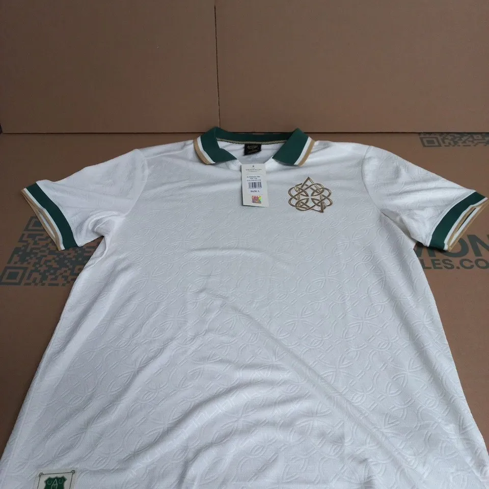 EVERTON FC ST PATRICK’S DAY FAN TOP – WHITE POLO SHIRT, SIZE L