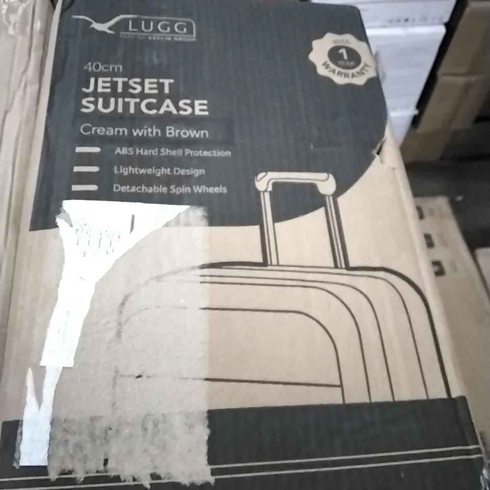 BOXED 40CM JET-SET SUITCASE CREAM WITH BROWN