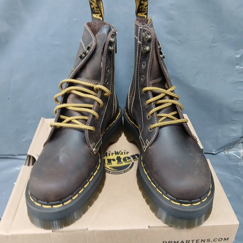 BOXED PAIR OF DR MARTENS JADON ARC CRAZY HORSE BOOTS - 6