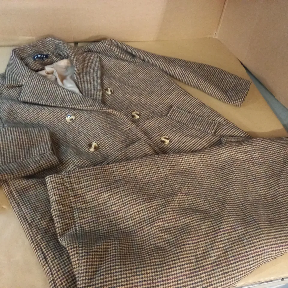 MOTEL BROWN HOUNDSTOOTH BUTTON FRONT COAT - S