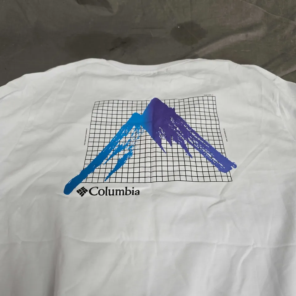 COLUMBIA BACK PRINT TEE IN WHITE SIZE L