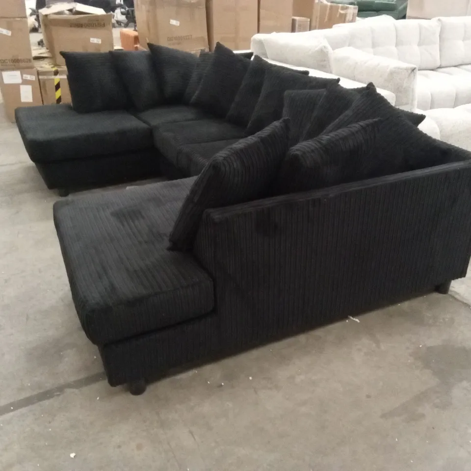 DESIGNER LARGER FABRIC U-SHAPED SOFA - BLACK FABRIC 