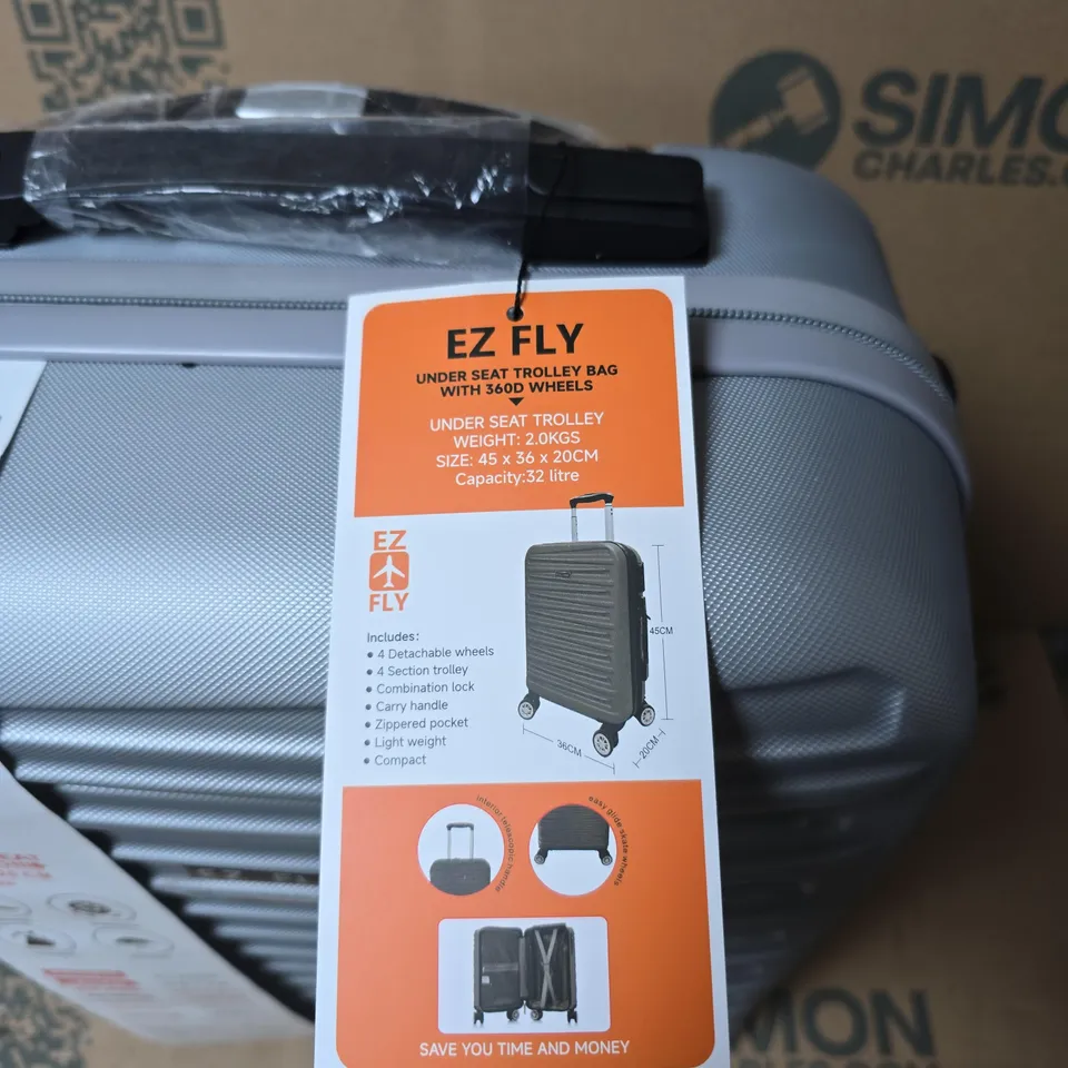 EZ FLY UNDERSEAT TROLLEY BAG – 45 X 36 X 20 CM CARRY-ON LUGGAGE (SILVER)