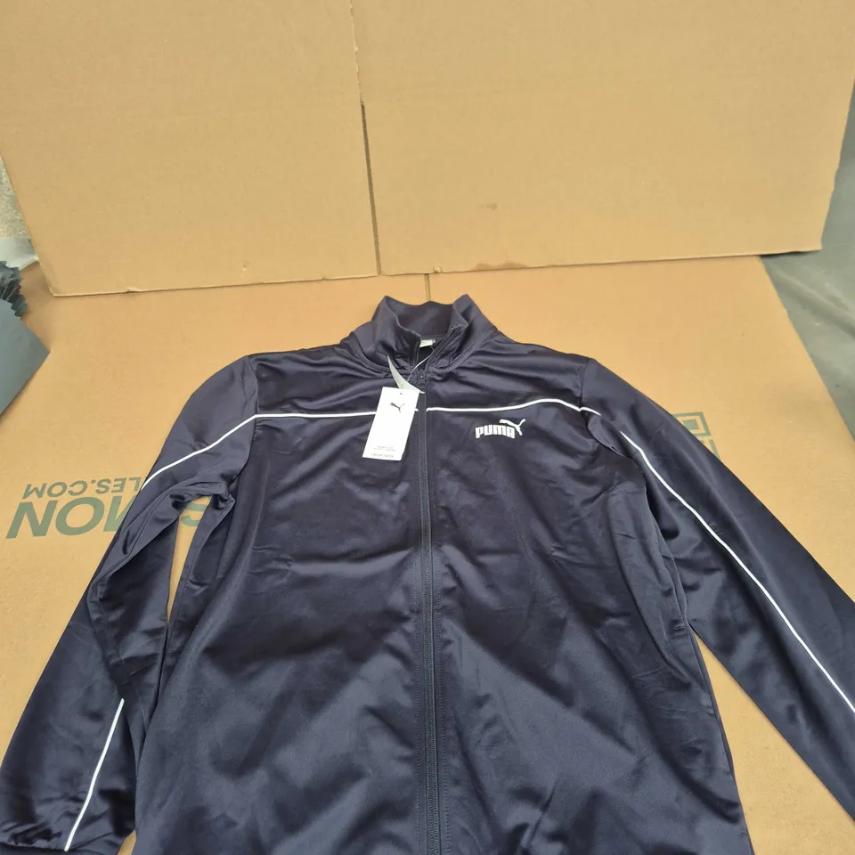PUMA TRACK JACKET – NAVY, MEN'S UK SIZE S (US S) WITH WHITE PIPING