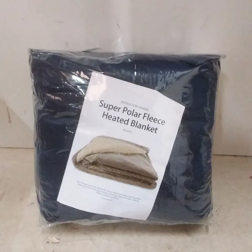 BOXED SUPER POLAR FLEECE 160CM X 120CM HEATED BLANKET( NAVY BLUE )