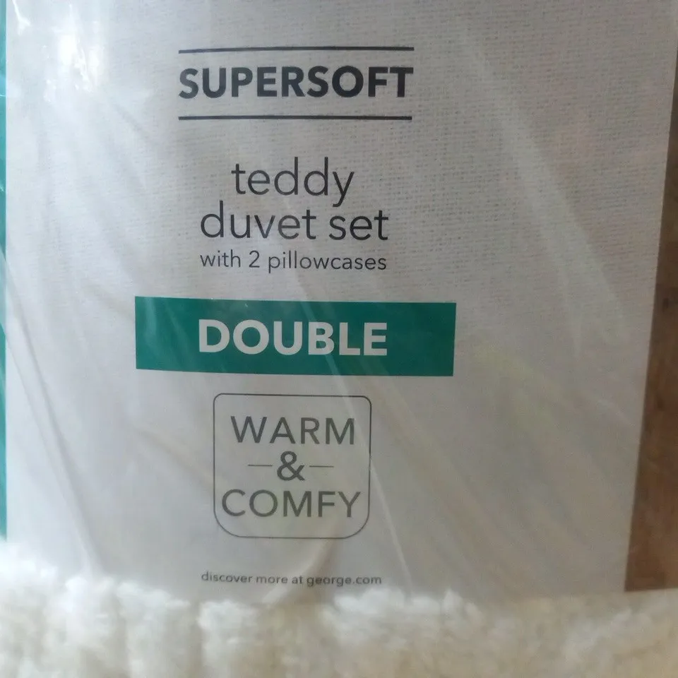 BRAND NEW BAGGED SUPERSOFT TEDDY DUVET SET WITH 2 PILLOW CASES DOUBLE WARM AND COMFY