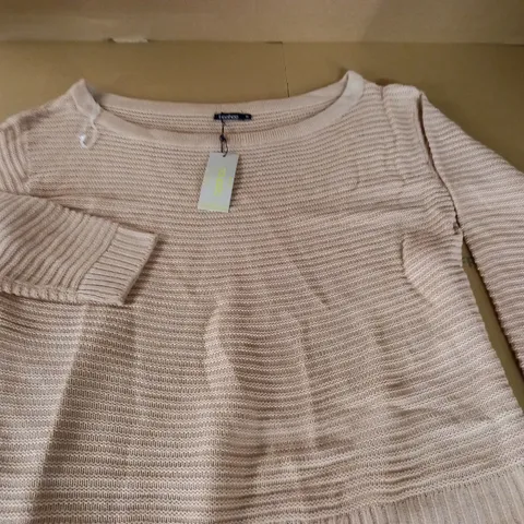 boohoo ripple stitch slash neck jumper in rose - m