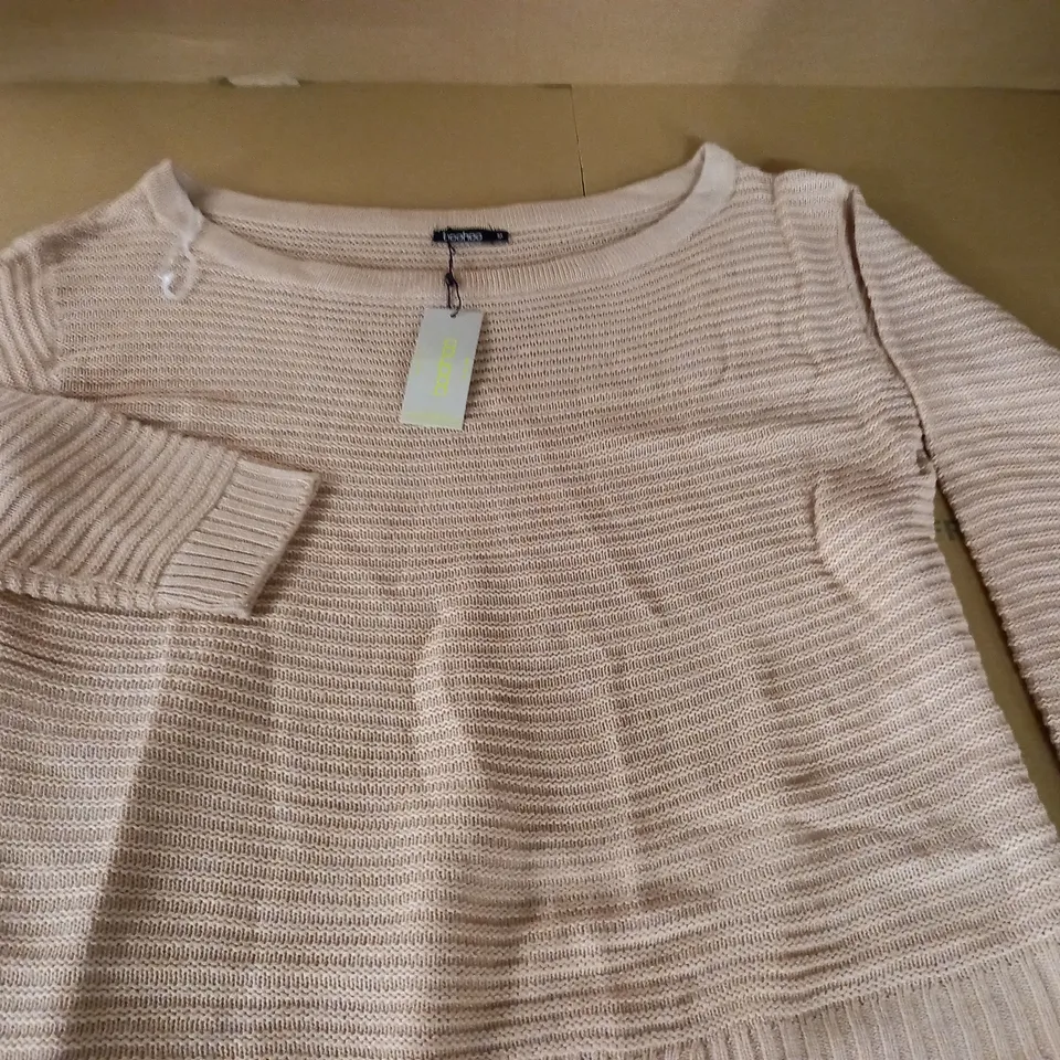 boohoo ripple stitch slash neck jumper in rose - m