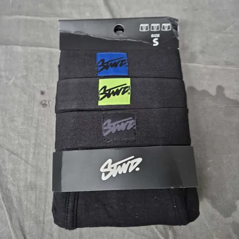 Pull&Bear 3-Pack Black Boxer Shorts with Logo Patches – Size S