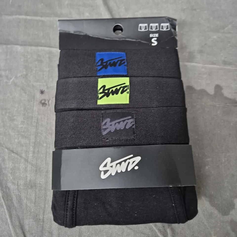 Pull&Bear 3-Pack Black Boxer Shorts with Logo Patches – Size S