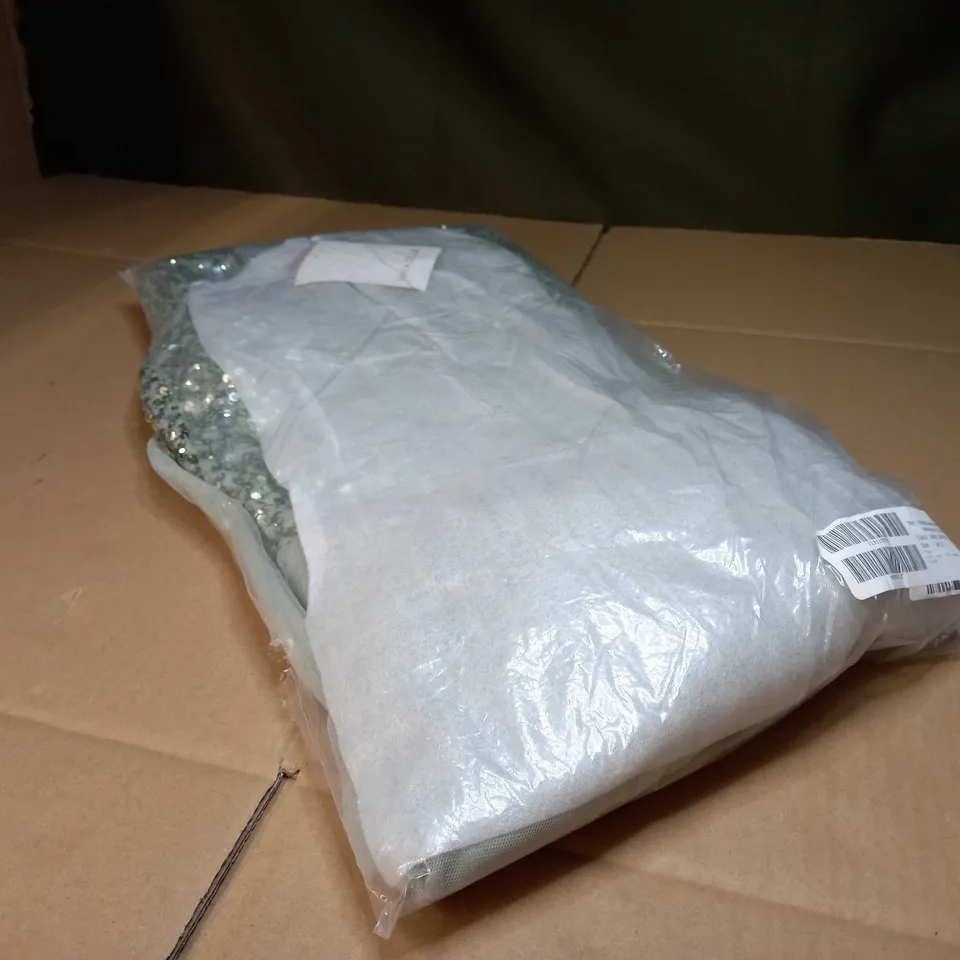 PACKAGED MAYA DELUXE SAGE GREEN/SEQUIN DETAIL BRIDESMAID LONG SLEEVE MAXI TULLE DRESS - SIZE 12