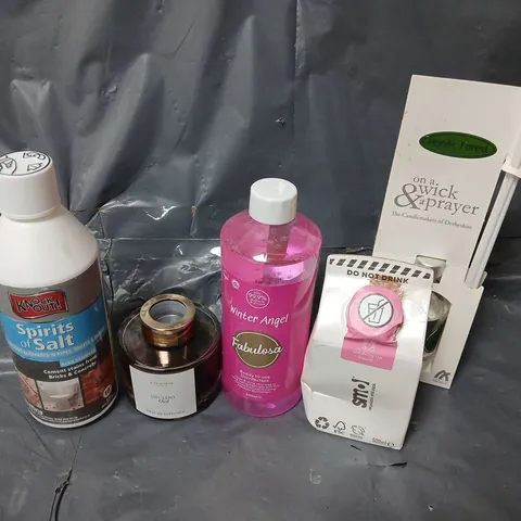 APPROXIMATELY 20 ASSORTED HOUSEHOLD ITEMS TO INCLUDE DIFFUSERS, WASHING UP LIQUID, KNOCK OUT SPIRITS OF SALT, ETC