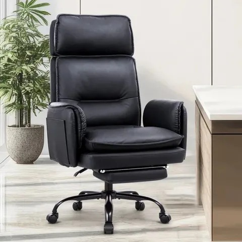 BOXED OFFICE CHAIR WITH HEADREST - BLACK (1 BOX)