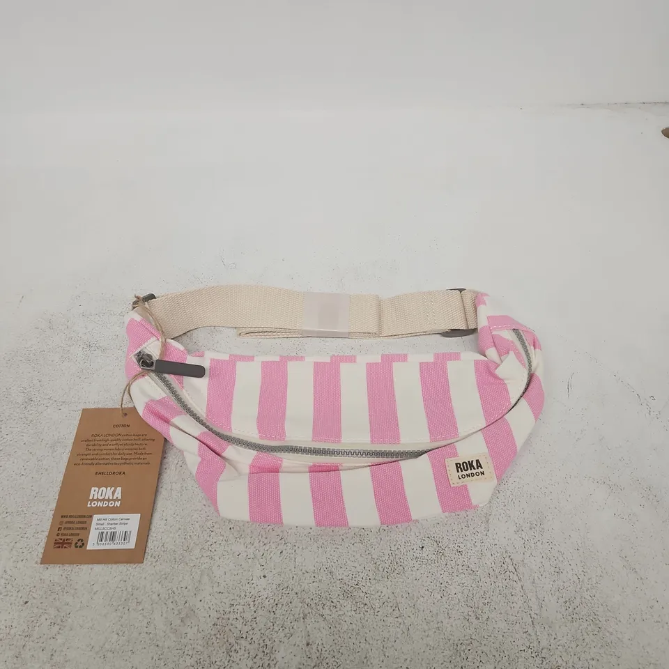 ROKA LONDON COTTON CANVAS BELT BAG – SMALL SHERBET STRIPE (MILL HILL)